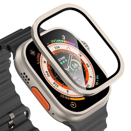 Ultra 2 Screen Protector Compatible with Apple Watch Ultra 2 / Ultra 49mm Screen Protector with Tempered Glass and Bezel Frame, Protects Screen and Edges