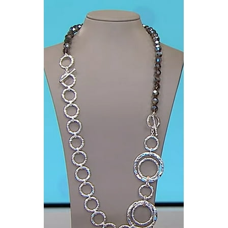 Heidi Daus NEW WAVE Silvertone Crystal, Bead and Chain Convertible Necklace