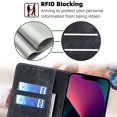 thumbnail image 4 of Funda para iPhone 14 Pro Max de piel auténtica con tapa tipo billetera, soporte magnético, bloqueo RFID, ranuras para tarjetas, funda a prueba de golpes, 4 of 4
