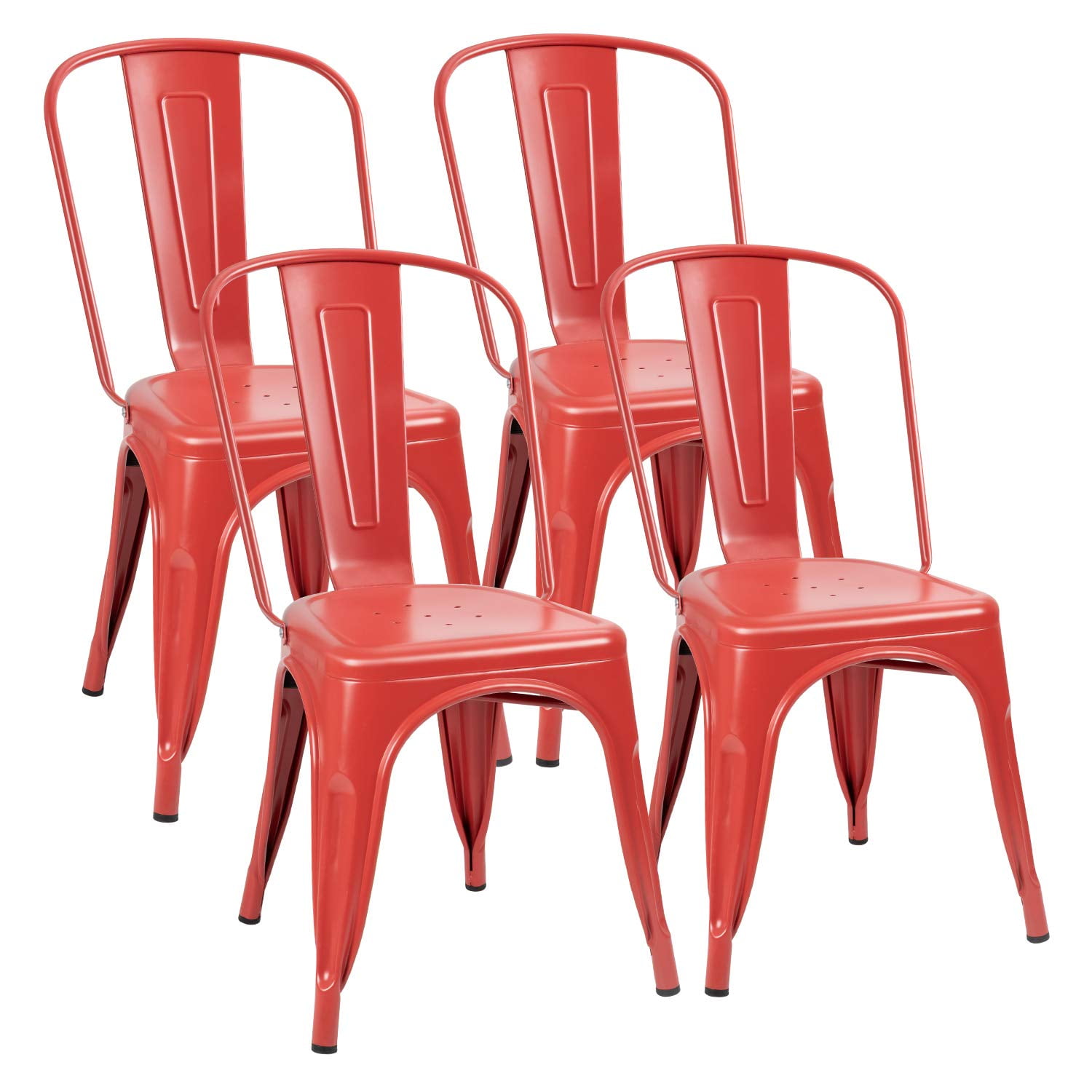 Set of 4 Lacoo Distressed Style Stackable Kitchen Dining Bistro Cafe Metal Chairs,Multi Color