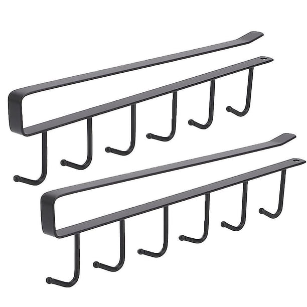 Organizador ordenado con 6 ganchos para almacenamiento de cocina, estante multifuncional para utensilios debajo del gabinete, ganchos para tazas que protegen el armario sin perforar, para organizar