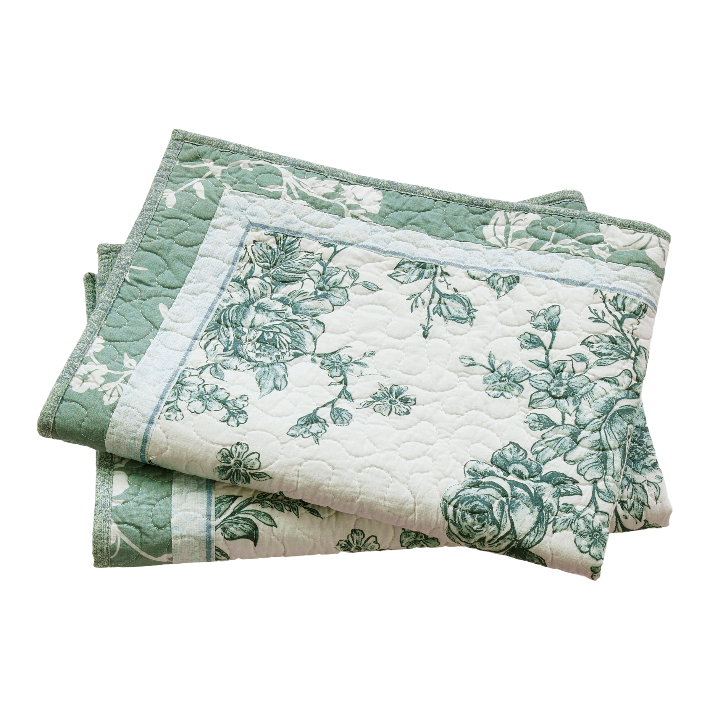 The Pioneer Woman Avery Cotton Patchwork Pillow Shams, Standard, Green River, 2 Pack