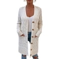 thumbnail image 2 of Cárdigan Largo De Punto De Gran Tamaño Para Mujer, Manga Larga, Bolsillo M Sunnimix Chaqueta de punto, 2 of 7