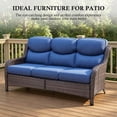 thumbnail image 3 of Opohoro 5 PCS Outdoor Patio Conversation Set, Weather Resistant Wicker Sofa Set with Patio Swivel Chairs, Side Table and Coffee Table for Deck, Backyard, Brown/Blue, 3 of 15