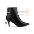 thumbnail image 6 of BLISSFUL STEP Women's Ankle Boots Kitten Heel Pointed Toe Zipper Chain Decor Booties Black 7.5, 6 of 7