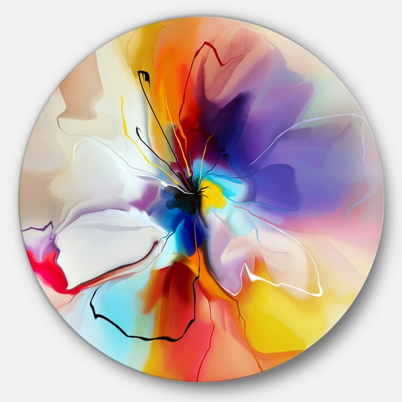 Designart 'Creative Flower in Multiple Colors' Disc Large Floral Circle Metal Wall Art
