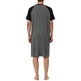 thumbnail image 3 of Unique Bargains Men's Nightshirt Raglan Sleeves Loose Fit Lounge Nightgown XL Dark Gray Black, 3 of 6