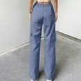 thumbnail image 5 of QATAINLAV Ofertas Flash Cargo Pants for Women Solid Casual High Waisted Jeans Baggy Wide Leg Pants Y2K Streetwear with Multi Pockets Navy XL, 5 of 9