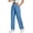 Blue, variant on Women's Solid Cargo Pants Elastic Waist Drawstring Straight Leg Pants Loose Fit Casual Trousers with Pockets for Spring Summer Daily Wear White