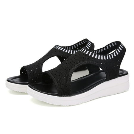 

HIBRO Women Ladies Breathable Comfort Hollow Out Casual Wedges Cloth Shoes Sandals