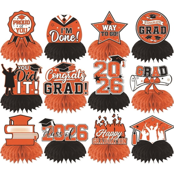 2026 Graduation Party Decorations, RedandBlack, Paper Honeycomb Centerpieces, Graduation Table Decorations, Classof2026, Grad Party, Table Centerpieces, 12 Pcs