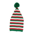 thumbnail image 2 of Gorro de punto navideño con pompones, bonito gorro creativo clásico a rayas Rojo verde y blanco, 2 of 9