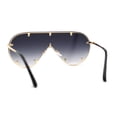 thumbnail image 2 of Metal Stud Brow Line Flat Top Rimless Shield Racer Sunglasses Gold Smoke, 2 of 4