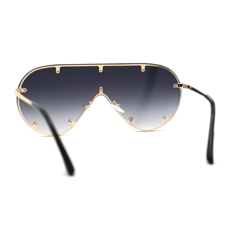 Studded Gold Lines Sunglasses Luxe Studded Thin Metal Arms Modern Oversize Angular Aviator  main image 4