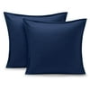 Bare Home Pillow Sham Set - Premium 1800 Collection - Double Brushed - Euro, Dark Blue