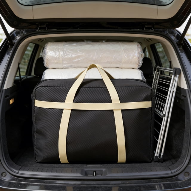 Bolsa de viaje de gran capacidad – bolsa impermeable de tela no tejida • Asas reforzadas, cremallera resistente, plegable, negra, de varios tamaños, versátil para ropa de cama y mudanzas