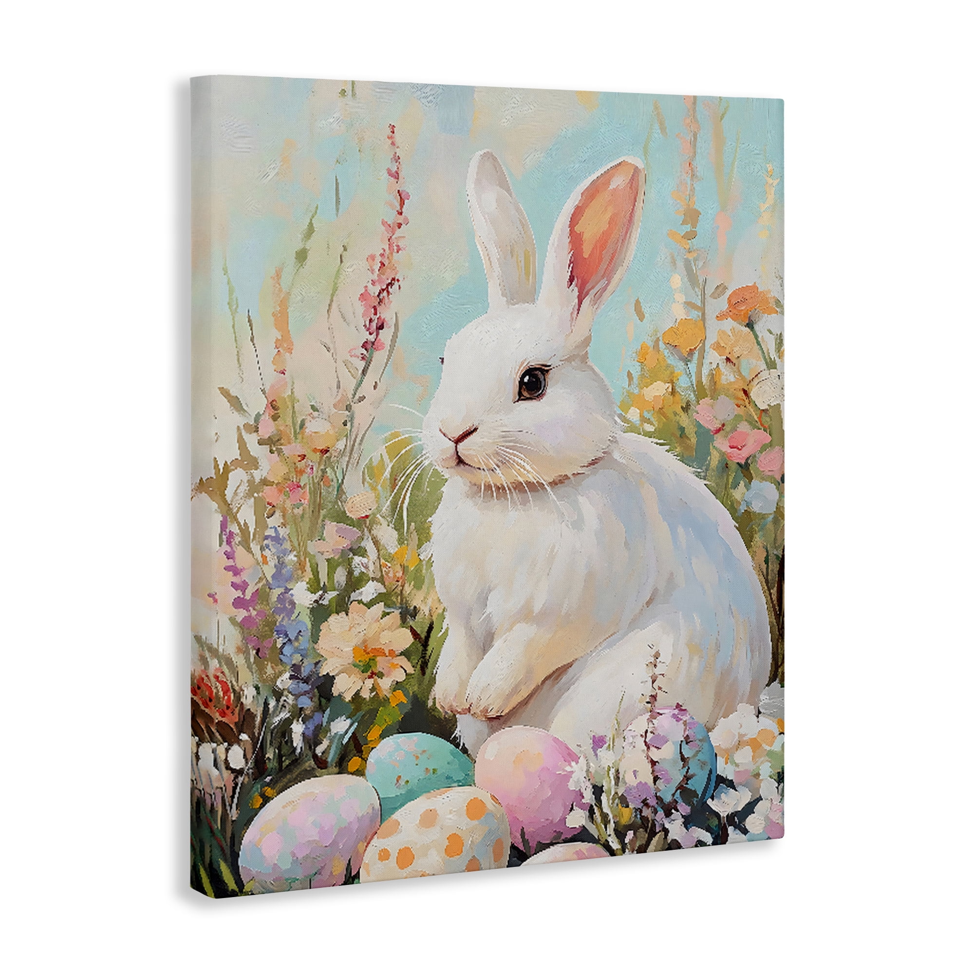 Stupell Industries White Easter Bunny in Wildflowers Canvas Wall Art, design by The Prints Vibe
