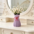 thumbnail image 5 of Purple Decorative Vase Faux Weave Design Modern Home Accent Table Centerpiece for Living Room Bedroom Floral Decor, 5 of 7