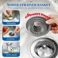 thumbnail image 3 of YOSUOPOC 3-in-1 Kitchen Sink Drain Strainer, 304 Stainless Steel Pop-Up Stopper for US 3-1/2" Drain, 3 of 8