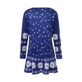 thumbnail image 3 of Women's Christmas Dress Christmas Style Pattern Round Neck Long Sleeve Dress for Party Holiday, 3 of 8