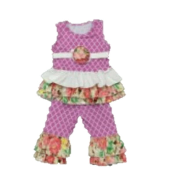 Baby Star Baby Star Baby Girl Floral Short Sleeve Top and Pants