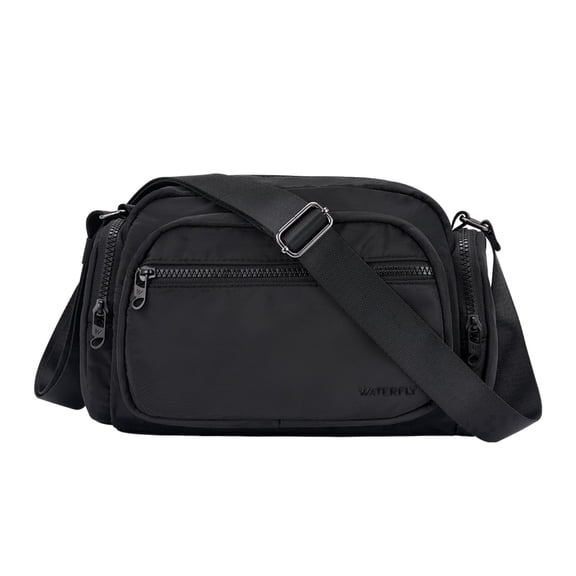 WATERFLY Unisex Large Capacity Multiple Pockets Travel Cross-Body Shoulder Bag,Black
