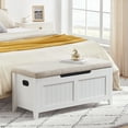 thumbnail image 2 of AKDSteel Coffre de Rangement en Bois, Banc à Chaussures à Dessus Relevable avec Coussin Rembourré et Charnières de Sécurité pour l'Entrée, 2 of 8