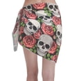 thumbnail image 2 of Kll Skull And Roses Print Women'S Sarong Coverups Short Bathing Suit Wrap Skirt Beach Wrap Swimsuit Cover Ups, 2 of 7
