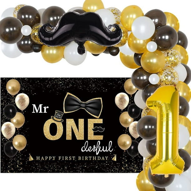 Mr Onederful 1st Birthday Decorations for Boy, Black and Gold Balloon  Garland Kit Mr Onederful Theme Party Supplies with Photo Background Beard  Balloons, First Birthday Party Decorations - Walmart.com