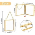 thumbnail image 4 of DIY 2pcs Mini Hanging Glass Frame Wall Hanging Photo Frames 2.7 Inch Double Glass Picture Frame with Chain Folding Frame DIY Vintage Artwork Display Frames for Pressed Flowers Pictures Home Wall DIY, 4 of 6