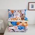 thumbnail image 4 of YST Kids Cute Cat Comforter Cartoon Pet Cats Bedding Set for Children Boys Girls Cute Kitten Print Comforter Set Cat Lover's Animal Themed Design Quilt Set Bedroom Collection 2Pcs Twin Size, 4 of 7