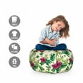 thumbnail image 2 of Palm Storage Toy Bag Chair, Digital Drawing of Exotic Foliage Hibiscus Flowers and Tropic Leaves, Stuffed Animal Organizer Washable Bag, Large Size, Ivory Multicolor, by Ambesonne, 2 of 3