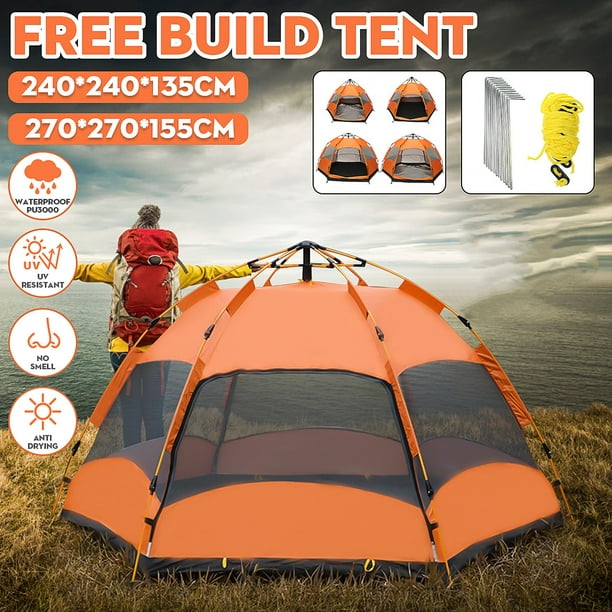 3 4 5 6 Person Popup Camping Tent Waterproof Windproof Double Layer Outdoor Camping Tent Easy Set Up For All Seasons For Travel Outdoor Hiking Beach Fishing Picnic Walmart Com Walmart Com