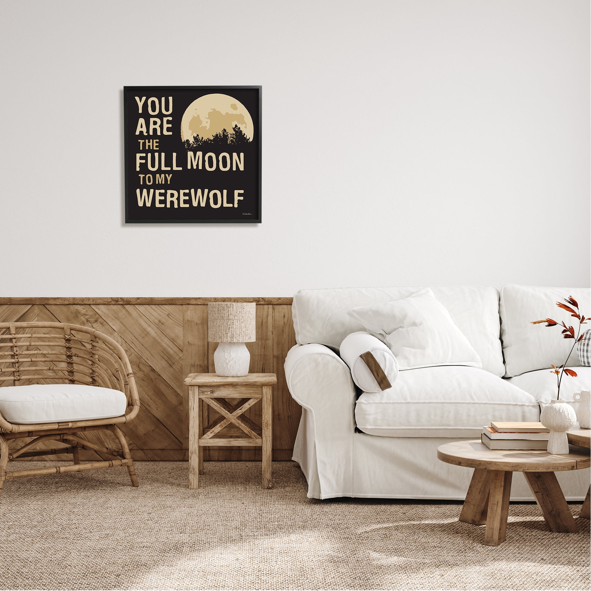 Stupell Industries Full Moon Werewolf Phrase Holiday Painting Black Framed Art Print Wall Art, 24 x 24