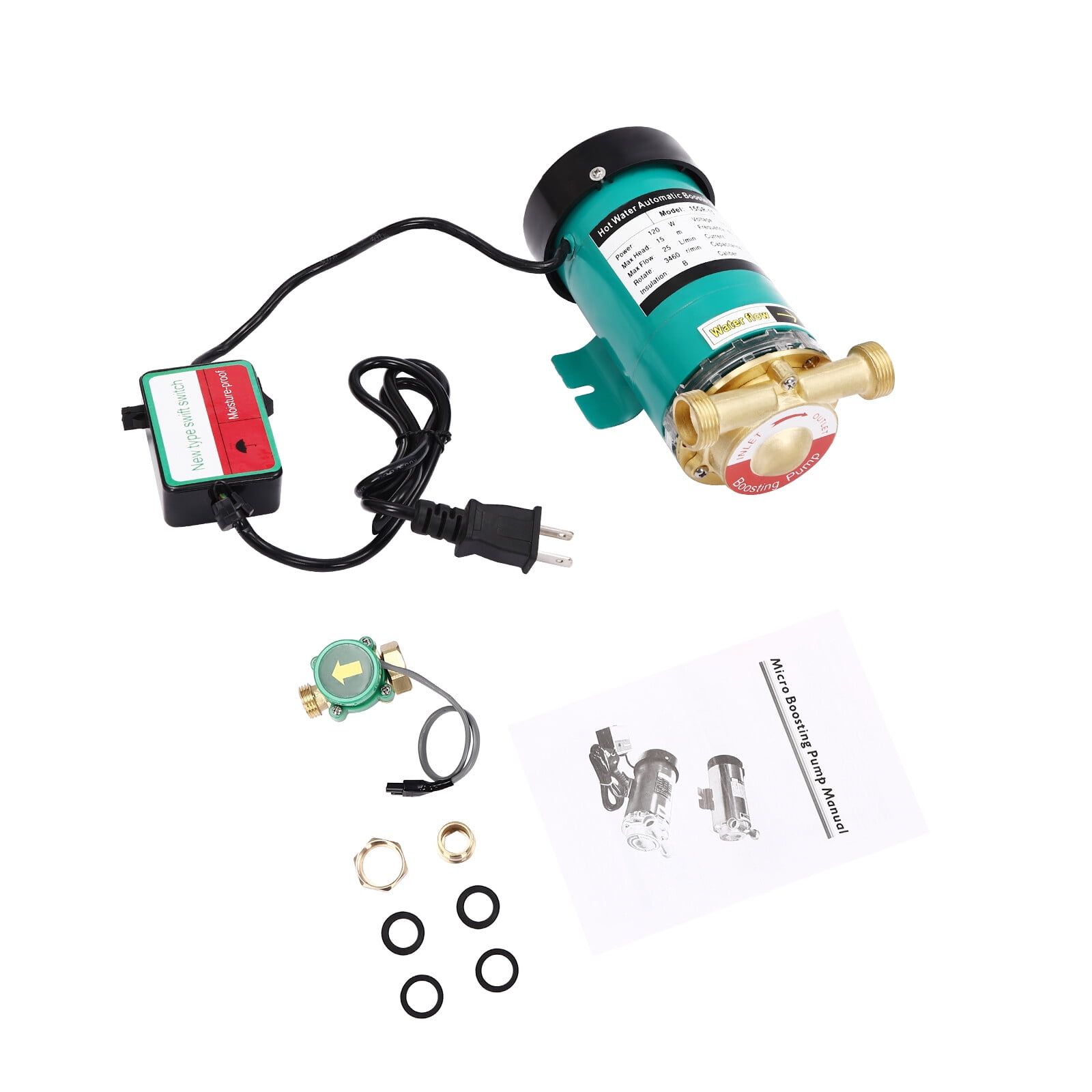 Miumaeov 115V 3/4 Inch Outlet Pressure Booster Pump Pressure Pump Automatic Water Pump 21.7PSI