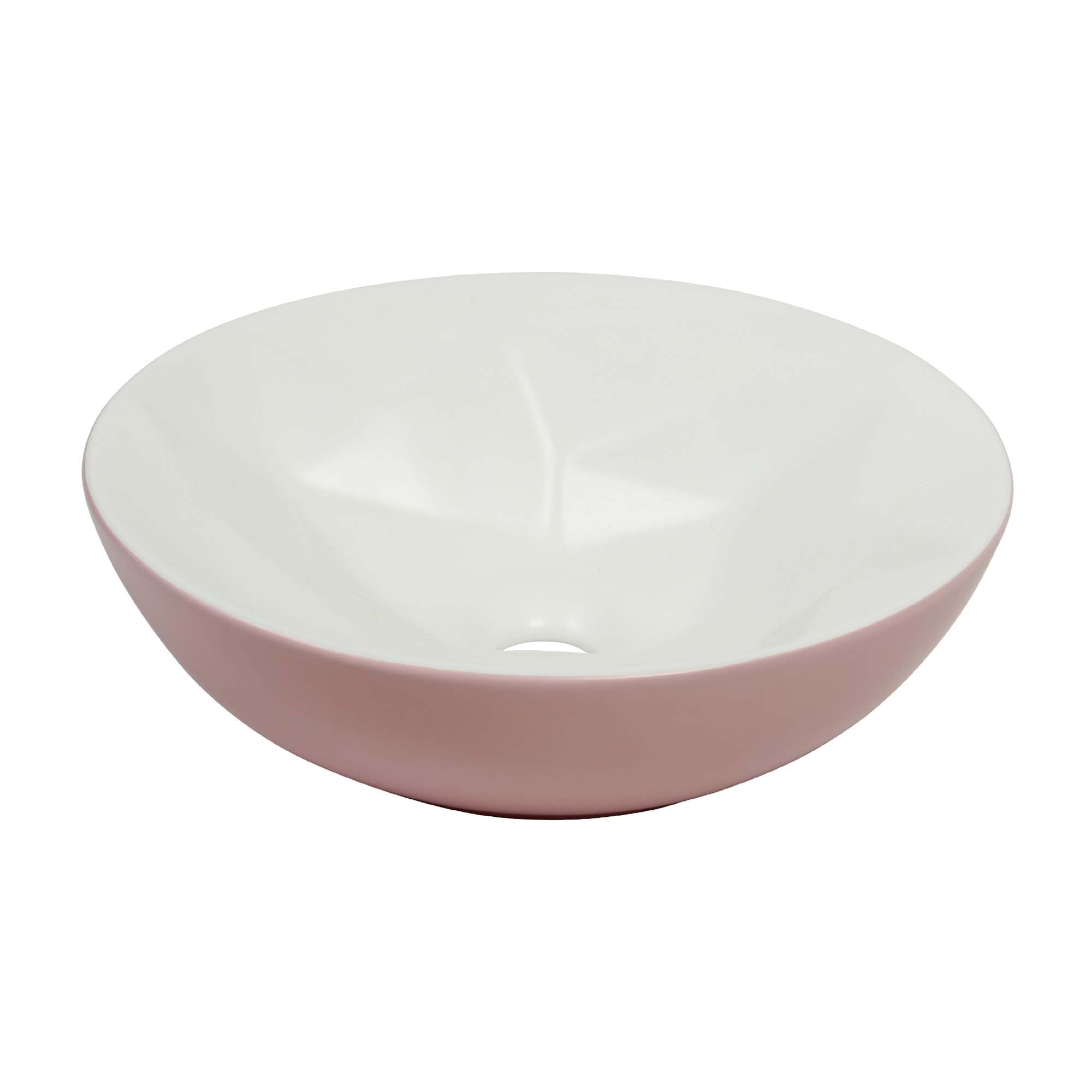 16" Round Ceramic Vessel Bathroom Sink – Modern Textured Interior Bowl Design in Vintage Rose