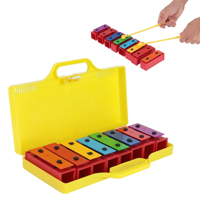 Xylophone for Kids,8 Tone Toddler Xylophone Glockenspiel for Kids,8 Note Xylophone Professional Percussion Instruments for Children with 2 Drumsticks 1 Yellow Box