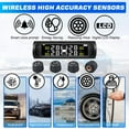 thumbnail image 3 of LCD Tire Pressure Monitoring System Solar Wireless TPMS with 4 Sensor Waterproof USB Charging Auto Alarm System for Truck RV Trailer Car, 3 of 9