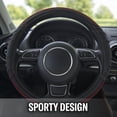 thumbnail image 5 of Genuine Dickies DuraSport Vegan Leather Steering Wheel Cover, Black and Red, Fits 14.5-15.5 in, 5 of 7