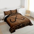 thumbnail image 3 of Homewish Rustic Fishing Hook Full Size Comforter Sets,Retro Countryside Cabin Bedding Comforter Set,Khaki Brown Bedding Sets For Men Women,Ultra Soft Home Decor Reversible,3-Piece, 3 of 8