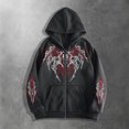 thumbnail image 2 of Unisex Y2K Zip Up Hoodie Gothic Print Hooded Sweatshirt Oversized Grunge Streetwear Hooded Jacket Emo Alternative Clothes, 2 of 4