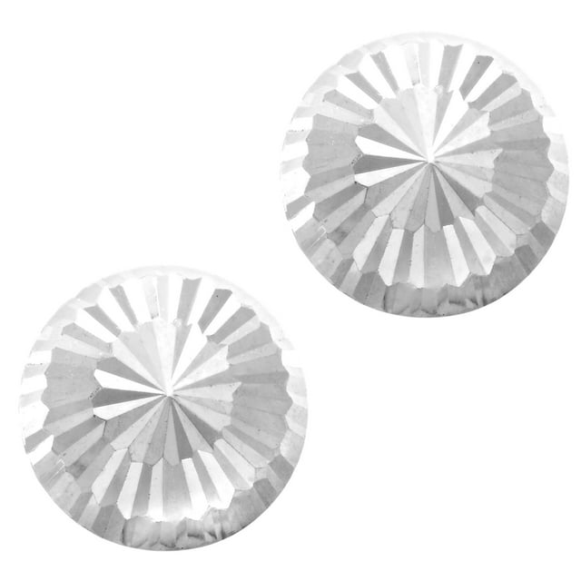 14k Gold Shiny Diamond Cut Round Stud Earrings, 10mm