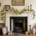 thumbnail image 6 of Artificial Eucalyptus Garland with Pansy Flowers | Spring Outdoor Decor for Porch, Patio & Garden | Faux Greenery Wreath for Door, Wall, Wedding Arch & Home Decoration, 6 of 7