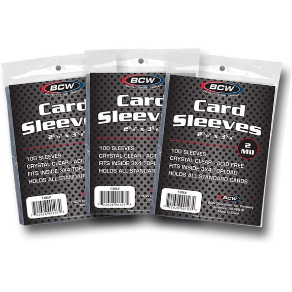 300 BCW Brand Soft Card Sleeves/Penny Sleeves (3 Packs) - Standard Size 2 5/8 x 3 5/8