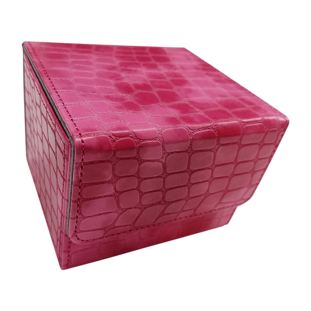 tamizeot Boîte Porte-Cartes à Collectionner Rangement Cuir PU pour Cartes TCG Football Album Rose Rouge 105x93x80mm