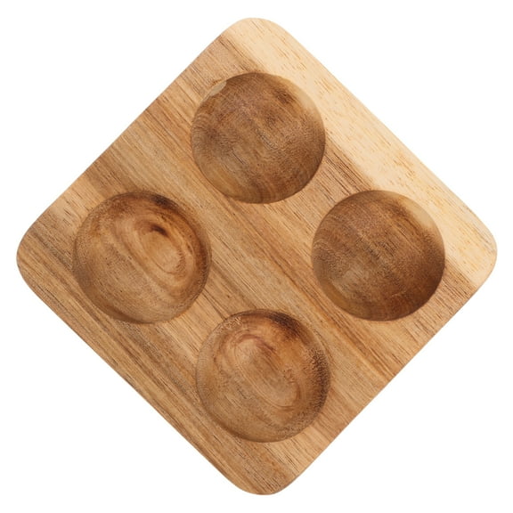 Wooden Egg Holder 4 Fresh Eggs Tray Eggs Storage Plate Chicken Egg Display Rack Eggs Organizer For Kitchen Countertop Refrigerator