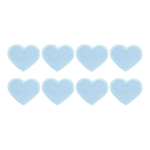 Uxcell 8Pack Iron on Heart Patches Sew on Heart Embroidered Patches, 40mm Light Blue