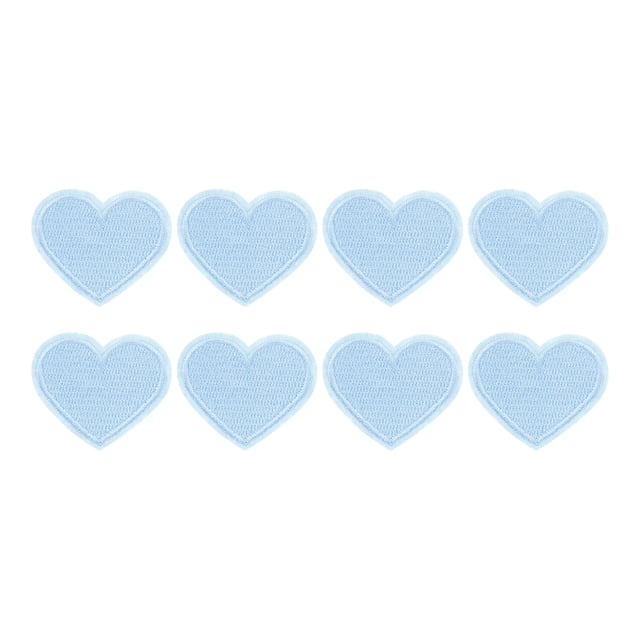 Uxcell 8Pack Parche de Corazón Termoadhesivo, Parche Bordado de Corazón de 40 mm en Azul Claro