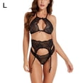 thumbnail image 1 of Conjunto de ropa interior de encaje sexy para mujer Sujetador hueco Tanga Ropa de dormir Lencería, L Advancent XX000109-03, 1 of 7