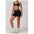 thumbnail image 4 of PISONIC Two Piece Workout Sets for Women Color Block Sports Bra and Scrunch Butt Lifting Shorts Gym Yoga Active Wear Outfits, 4 of 7